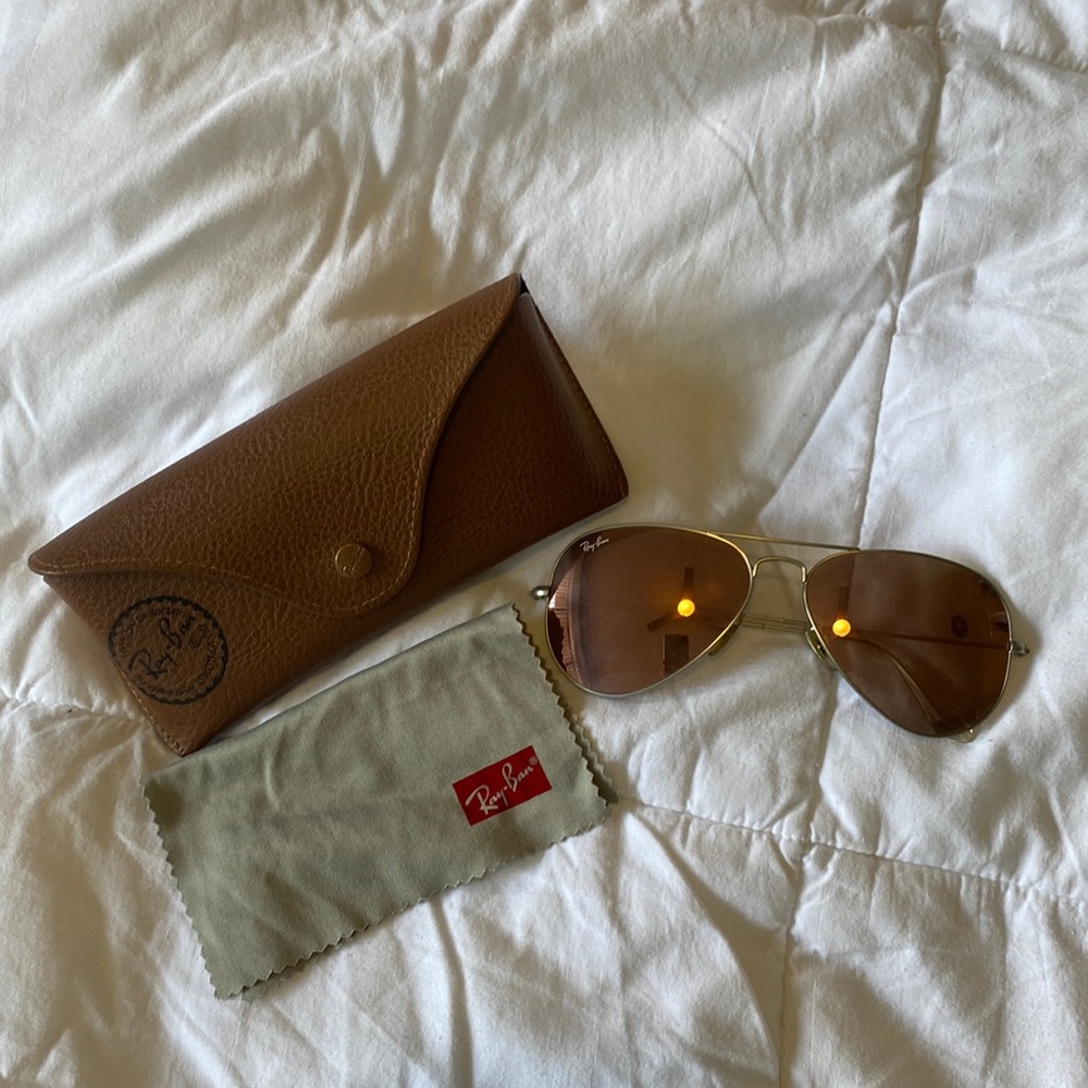 Ray Ban Aviator Matte Silver/Rose Gold Reflective Flash Lense